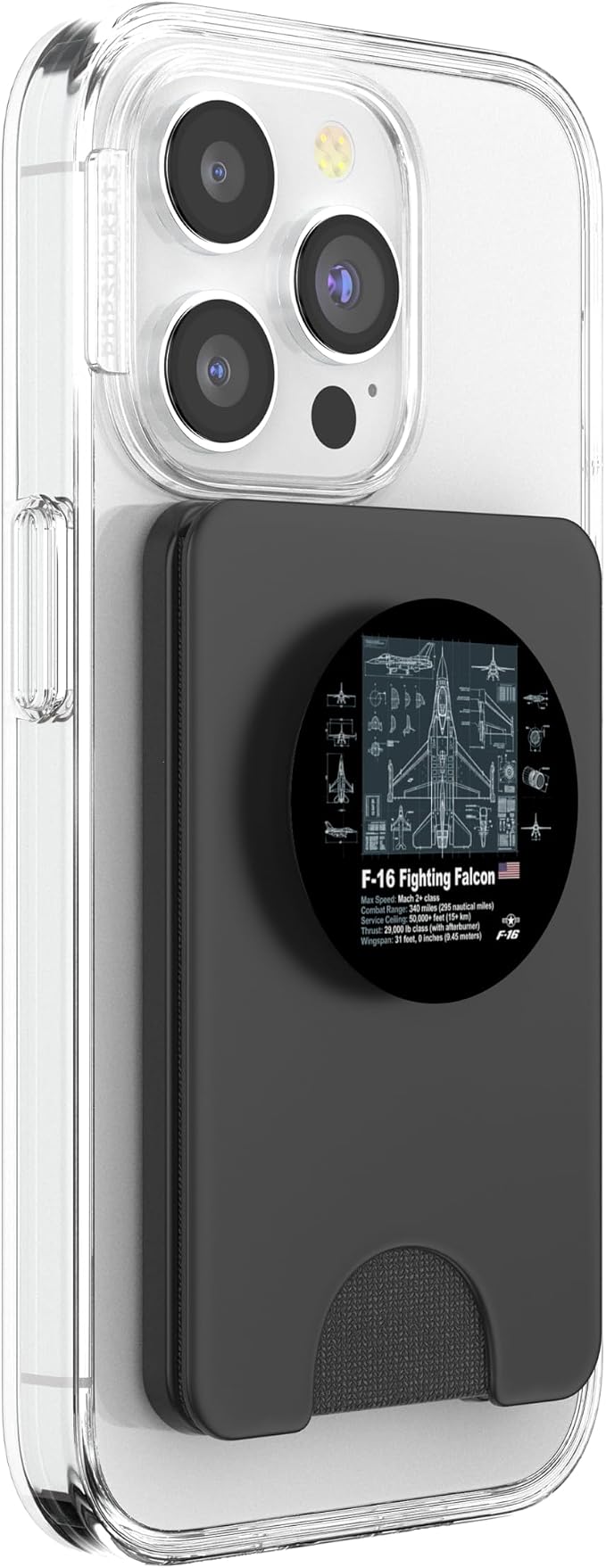 F-16 Blueprint Technical Schematic Aviation PopSockets PopWallet for MagSafe