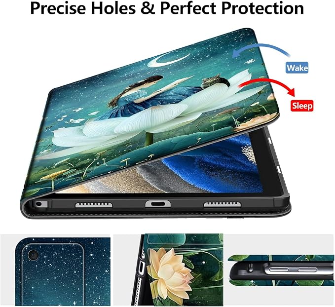 DIGTIALLL Case for Amazon Kindle Fire 7 Inch Tablet (9th/7th/5th Generation 2019/2017/2015 Release) PU Leather Smart Protective Cover with Auto Sleep/WakeBeach Palm Trees