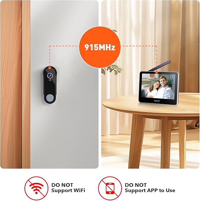 ACEBELL Wireless Video Doorbell Intercom System Battery Operated, 1080P Video Doorbell Camera with Monitor Wireless, Video Door Phone with 7''Touch Screen, Motion Detection, No Monthly Fees