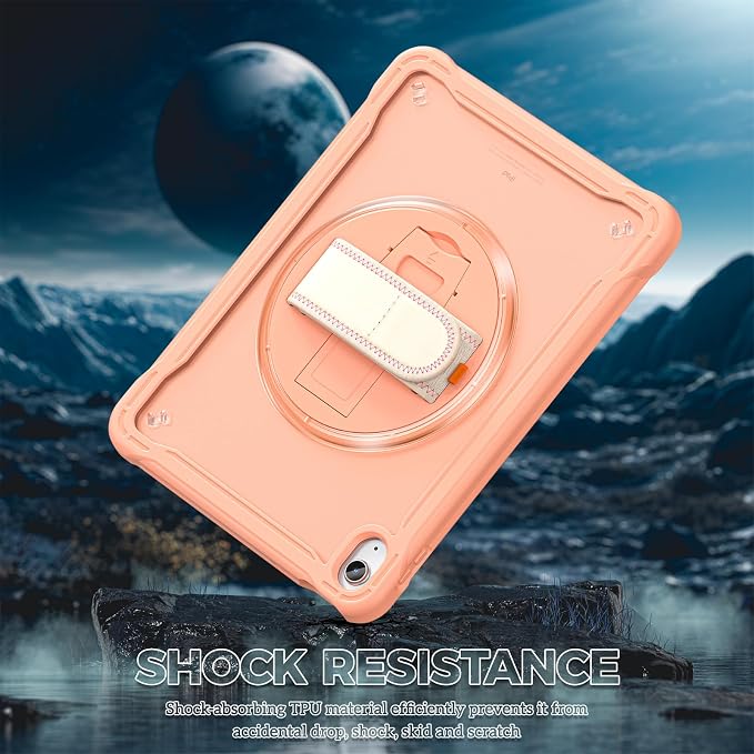 ProCase Rugged Case for iPad A16 11th Gen 2025/iPad 10th Gen 2022 -Black | Heavy Duty Shockproof Rugged Kids Cover with Hand Strap 360 Degree Rotatable Kickstand Protective for iPad 11/10
