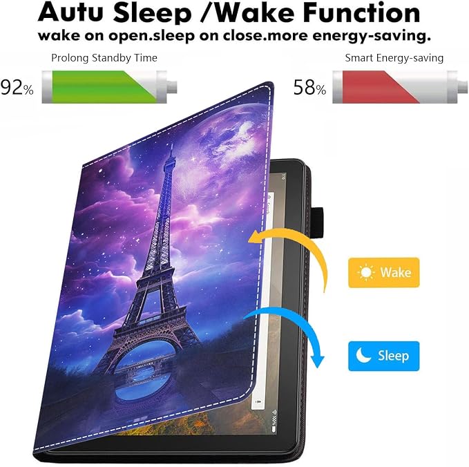 Case for Amazon Kindle Fire HD 8/Fire HD 8 Plus Tablet (12th/10th Generation 2024/2022/2020 Release) - PU Leather Folio Cover with Smart Auto Wake/Sleep Bald Eagle