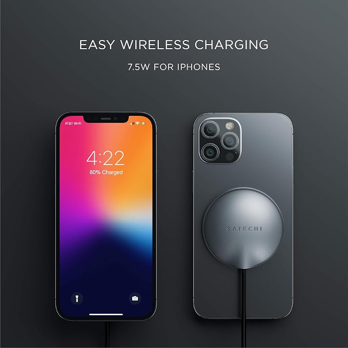 Satechi USB-C Magnetic Wireless Charging Cable and More | Compatible with iPhone 16 Pro Max/16 Pro/16/16 Plus iPhone 15 Pro Max/15 Pro/15/15 Plus and more