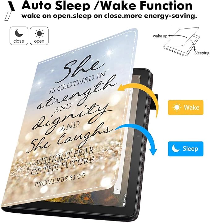 Case for Amazon Fire HD 10 Tablet (9th/7th Gen 2019/2017 Release) Premium PU Leather Cover with Auto Sleep Wake Feature Folio Case for Fire 10.1 Tablet Bible Verse Jeremiah 29:11