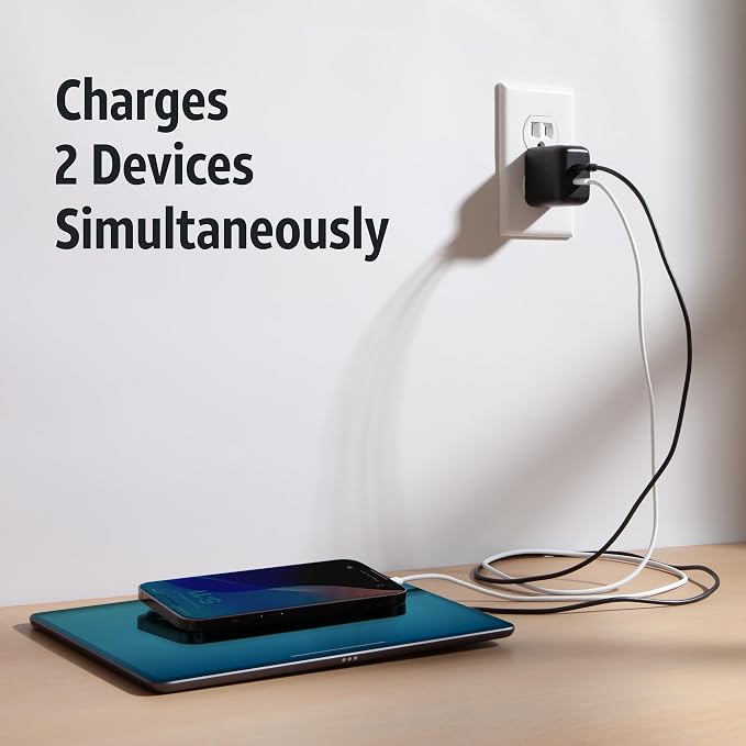 AT&ampT USB-C Wall Charger Fast Charging Power Adapter Foldable Prongs Travel-Friendly for Compatible with iPhone iPad Samsung Galaxy Google Pixel (20W White)