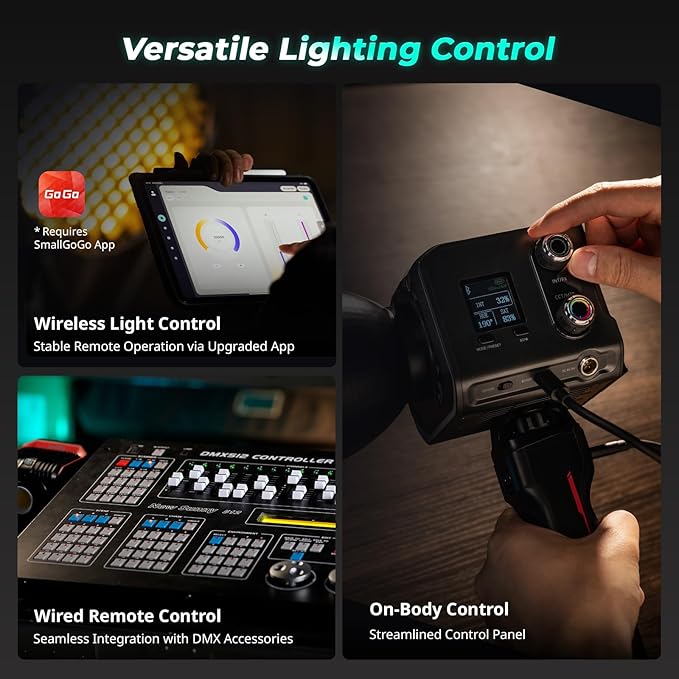 SmallRig RC 100C RGBWW LED Video Light, with App Control, 100W Mini COB Continuous Output Lighting, Handheld Spotlight 2700-10000K/CRI 96+/TLCI 98+/12 Effects, 11000Lux/1m, Pro Version Ink Blue, 5381