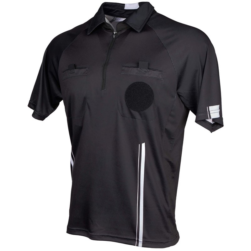 Murray Sporting Goods Pro-Style Soccer Referee Jersey - Short Sleeve | Officials Short Sleeve Soccer Referee Shirt (Black, Small)