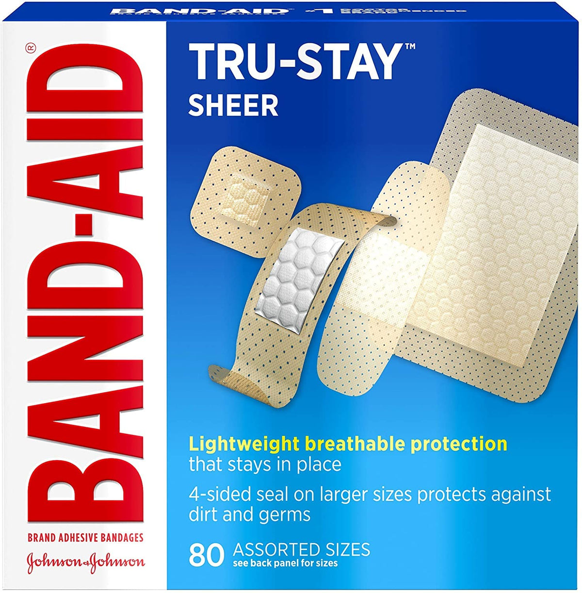 BAND-AID® Brand TRU-STAY™ Sheer Bandages Assorted, 80 Count