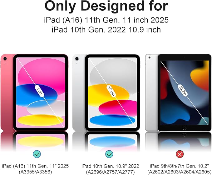Magnetic Case for iPad (A16) 11th Generation 11 Inch 2025 Smart Folio for iPad 10th Generation 10.9 inch 2022 Trifold Stand Tablet Cover with Auto Sleep/Wake Slim Lightweight Case Black