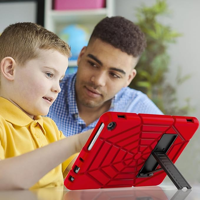 Grifobes (for 13th/11th Generation 2023/2021 Release) Tablet 10/10 Plus Tablet 10 Kids/Kids Pro 3-in-1 Heavy Duty Shockproof Rugged Protective Cover with Stand (Black+Red+Red)
