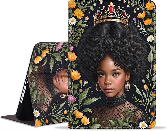 Case for iPad (A16) 11th Generation 11 Inch 2025/ iPad 10th Generation 10.9 Inch 2022 Slim PU Leather Cover Adjustable Stand with Auto Wake/Sleep Case African Women