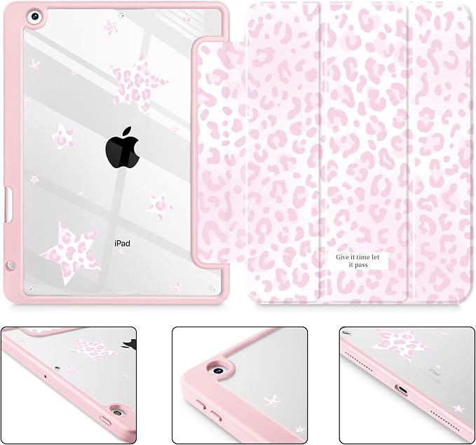 Tuiklol for iPad 10.2 inch 9th / 8th / 7th Gen 2021 2020 2019 Release Case | Built in Pencil Holder - TPU Protection Trifold Stand Stand Clear Back Tablet Cover With Auto Wake/Sleep Blue berries