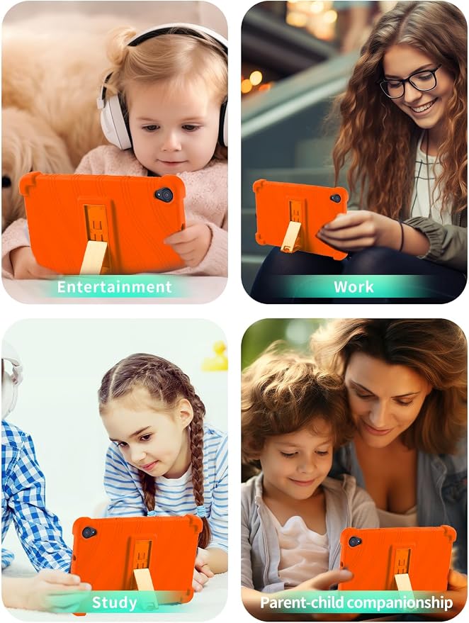 Case for Callsky-Tab Ctab 8 Android Tablet 8 Inch，WUNIAK Shock Proof Lightweight Stand Rubber Shell Protective CoverKids Friendly Soft Silicone Adjustable Stand CoverBlack