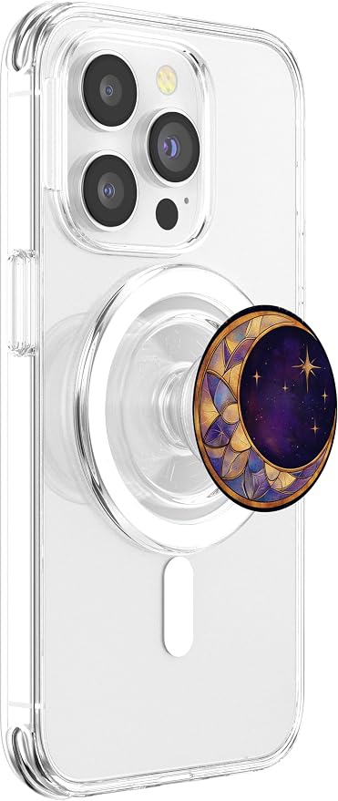 Whimsical Crescent Moon and Stars Art Pattern PopSockets PopGrip for MagSafe