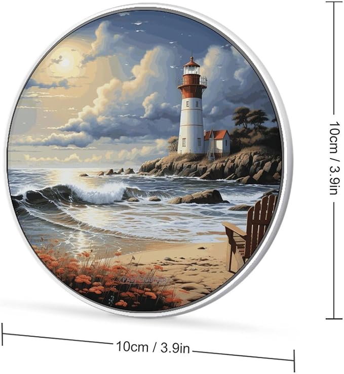 Sea Lighthouse Sandbeach Wireless Charger 10W Portable Fast Wireless Charging Pad Compatible with Phone Slim Charging Station Lightweight Charger Mat Charging Block for Travel Home Office