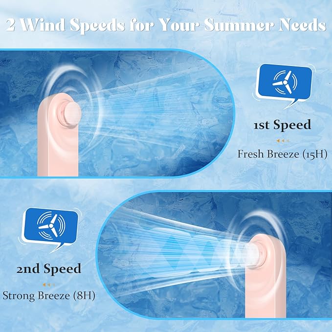 Lerat Portable Handheld Fan, 2 IN 1 Mini Hand Fan, Battery Operated [8-15 Working Hours], USB Rechargeable Personal Foldable Fan for Indoor, Small Pocket Fans Travel Essentials for Outdoor (Pink)