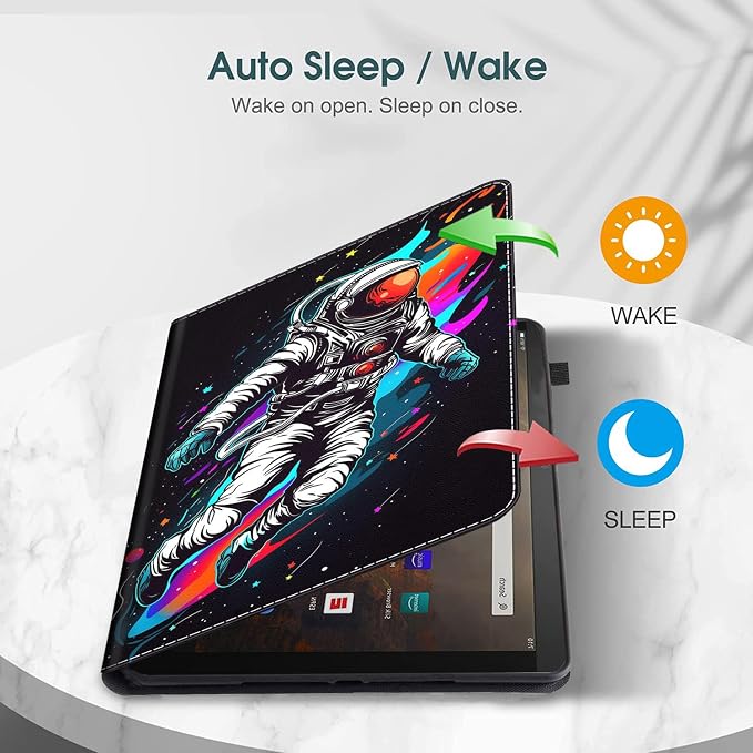 Case for All-New Amazon Fire HD 10 and 10 Plus Tablet (13th/11th Generation 2023/2021 Release) 10.1 Multi-Angle Smart Stand Cover Auto Sleep/Wake Skull and Fire