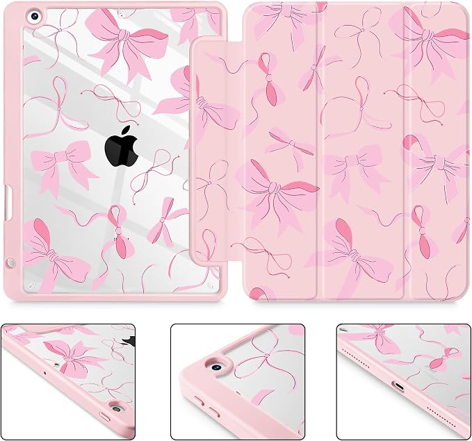 May Chen for iPad 9th Generation with Pencil Holder iPad 8th/7th Gen Case 10.2-inch [Penceil Holder] Trifold Stand Auto Wake/Sleep Clear TPU Protection Back Cover Ballet Shoes