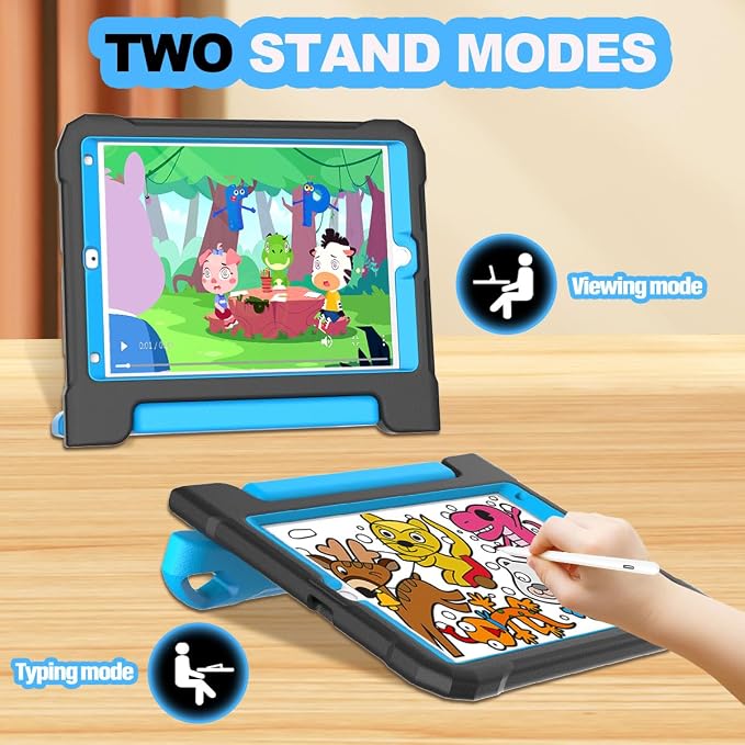 YIHE Kids Case for iPad 10.2 9th/8th/7th Gen Pro 10.5 &amp Air 3 BlackBlue | Full Body Shockproof Protective Cover Handle Stand Built-in Screen Protector Fun Colors