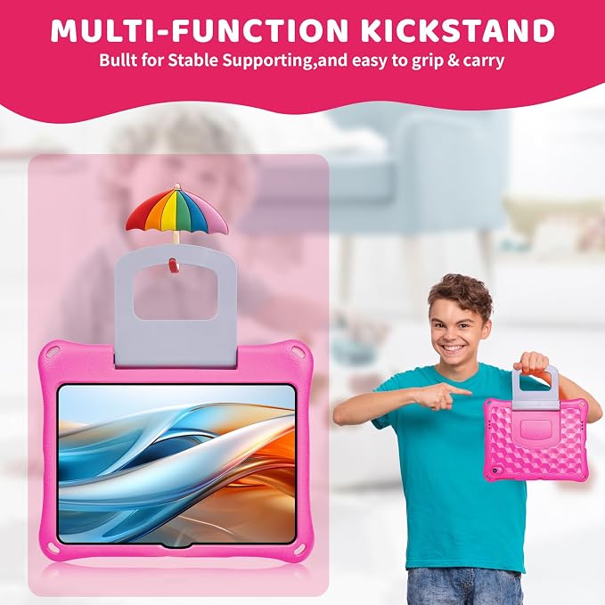Case for Onn 10.1 Inch Tablet (2024 Model) Gen 4 - Shockproof Lightweight Protective EVA Kids Kickstand Cover Case + 1 Stylus (Black)