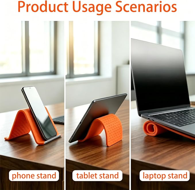 2Pack Flexible Silicone and Aluminum Phone Stand – Bendable Rollable Foldable Wrap-Around Mount Holder for Laptop Desk Bed and Travel
