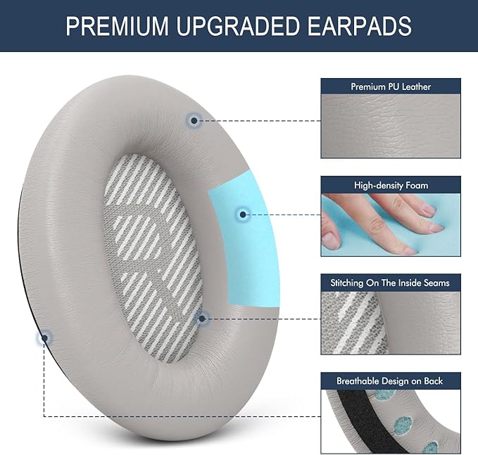 Premium Replacement Ear Pads for Bose QC35 & QC35ii Headphones Made by GEVO - Comfortable Adaptive Memory Foam and Extra Durable - Fits QuietComfort 35 & 35ii / SoundLink 1&2 AE | Sandstone
