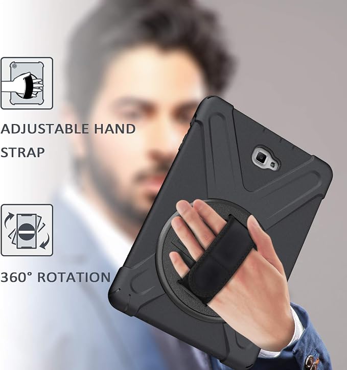 Galaxy Tab A 10.1 P580 2016 Case KIQ Shockproof Heavy Duty Military Full-Body Protection Kickstand Screen Protector for Samsung Galaxy A 10.1 with S-Pen 2016 SM-P580 &amp SM-P585 (Shield Black)