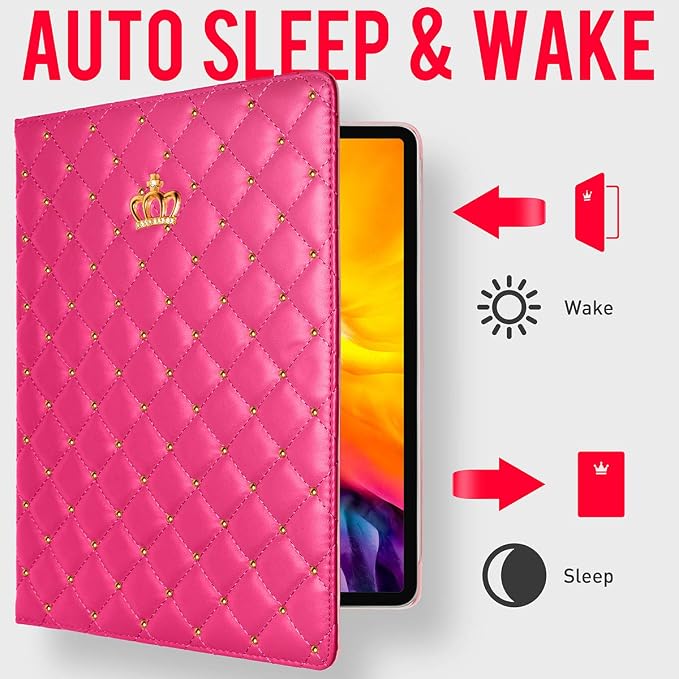 for iPad Pro 11 inch Case 2022(4th Gen)/2021(3rd Gen)/2020(2nd Gen)/2018 (1st Gen)Cute Crown Bling Diamond PU Leather Smart Auto Sleep/Wake Stand Shockproof Cover for iPad Pro 11 Inch Black