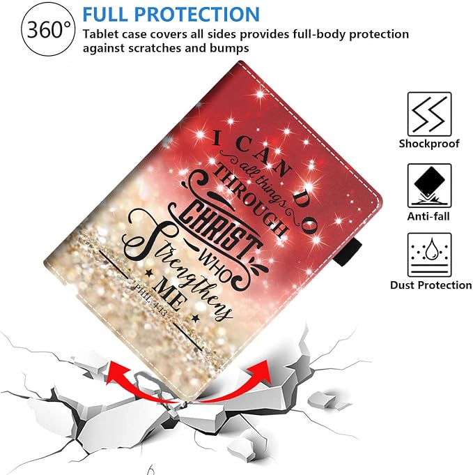 Case for All-New Amazon Kindle Fire 7 Tablet (7 Display 12th Generation 2022 Release) Premium PU Leather Stand Cover with Smart Auto Wake American Flag and Cross