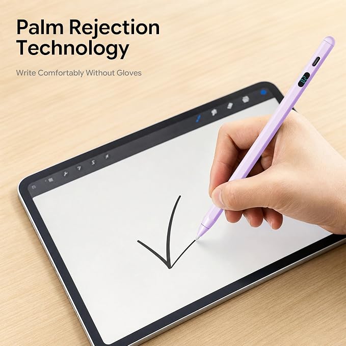 LED Battery Display Stylus Pen Dual Modes Fast Charge Universal Active Digital Pencil for iPad iPhone Samsung Android &lt2ms Low Latency Tilt Sensitivity for Drawing Note Taking No Bluetooth Styl