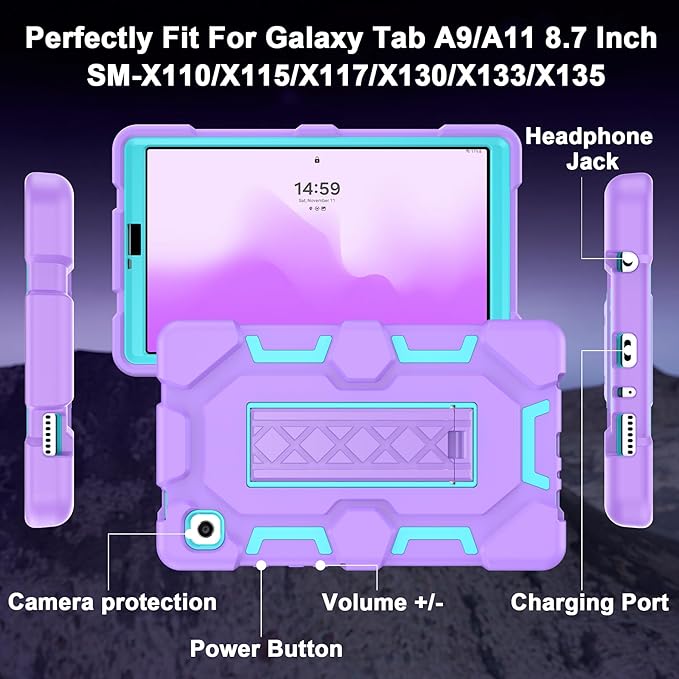 Case for Samsung Galaxy Tab A11+/A11 Plus 11” 2026 Samsung Galaxy Tab A9+/A9 Plus 11” 2024 Model Heavy Duty Shockproof Hard High Impact Protective Case Black