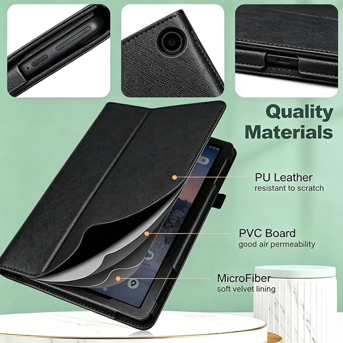 Case for T-Mobile Revvl Tab 2 Tablet - Folio Premium PU Leather Protective Stand Cover with Auto Sleep/Wake Almond Blossom