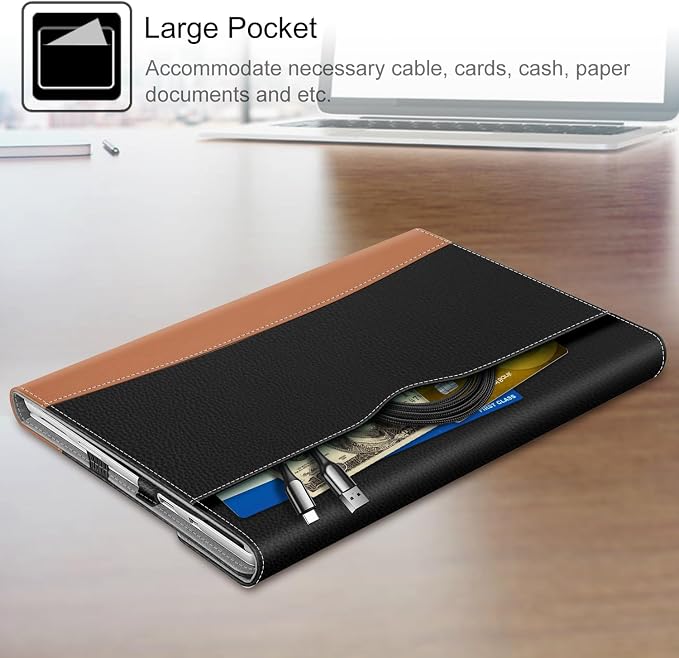 Fintie Case for 12.3 Inch Microsoft Surface Pro 7 Plus Surface Pro 7/6/5/4/3 - Portfolio Business Cover with Pocket Compatible with Type Cover Keyboard Black