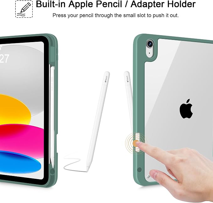 Tuiklol for iPad 10.2 inch 9th / 8th / 7th Gen 2021 2020 2019 Release Case | Built in Pencil Holder - TPU Protection Trifold Stand Stand Clear Back Tablet Cover With Auto Wake/Sleep Blue berries