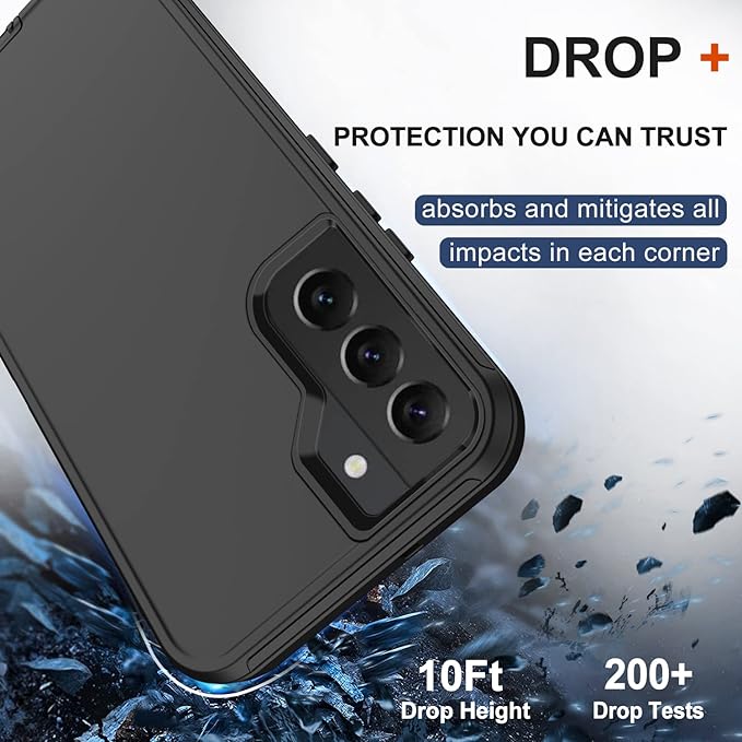for Samsung Galaxy S22 Plus Case with Belt Clip Holster 2X Screen Protector [Military Grade Protection] Heavy Duty Full Body Shockproof Rugged Protective Cover for Samsung S22 Plus 5G Black