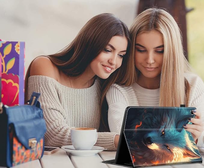 Case for All-New Amazon Fire HD 10 and 10 Plus Tablet (13th/11th Generation 2023/2021 Release) 10.1 Multi-Angle Smart Stand Cover Auto Sleep/Wake Skull and Fire
