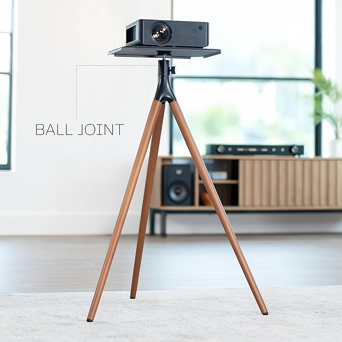 VIVO Easel Studio Projector Stand with Full Tray Articulation, Tripod Base, Dark Walnut, STAND-VP02D