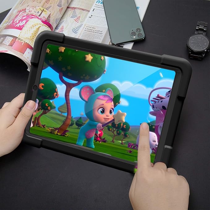 AKABEILA Compatible with Amazon Fire HD 8 2020/2022 Tablet Case，Rugged Kids Case with Stand Lightweight Shockproof Kids Friendly Tablet Cover Black