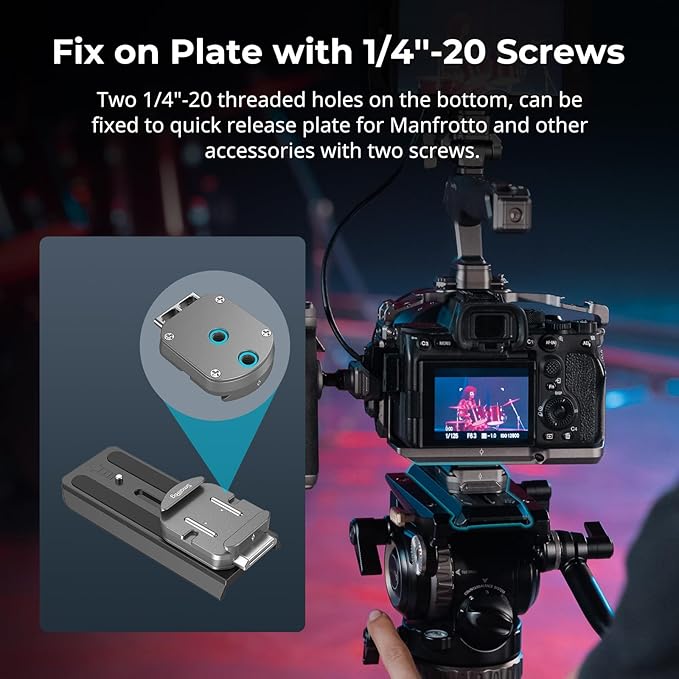 SmallRig HawkLock H38 Quick Release Mount Plate for Arca-Swiss, QR-Slide Camera Mount Plate for Arca with Two 1/4"-20 Screw, Silicone Pad and 1/4"-20 Threaded Hole for Manfrotto Plate or Tripod - 4486