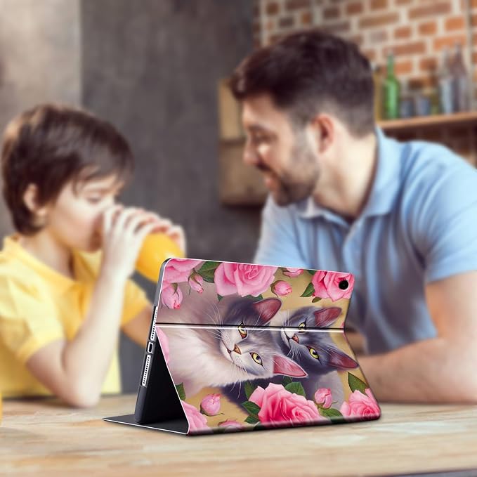 Case for Samsung Galaxy Tab A9 Plus 2023/A11 Plus 2025 11 inch Lightweight Protective PU Leather Smart Stand Cover with Auto Wake Sleep Tablet Case Cover - American Flag &amp Fish
