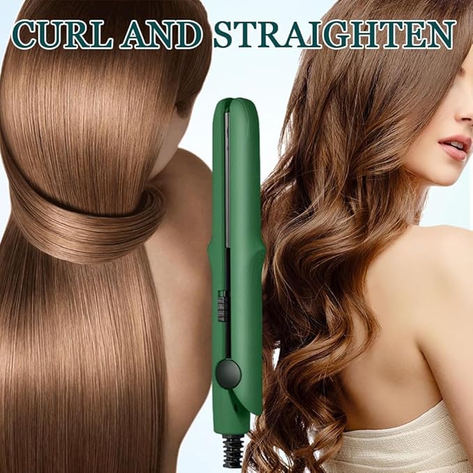 2026 New Mini Curling Iron for Short Hair, 2 in 1 Mini Curling Wand & Flat Iron Hair Straightener, Dual-Purpose Curling Iron, Portable Travel Curling Wand Hair Straightener (Orange)