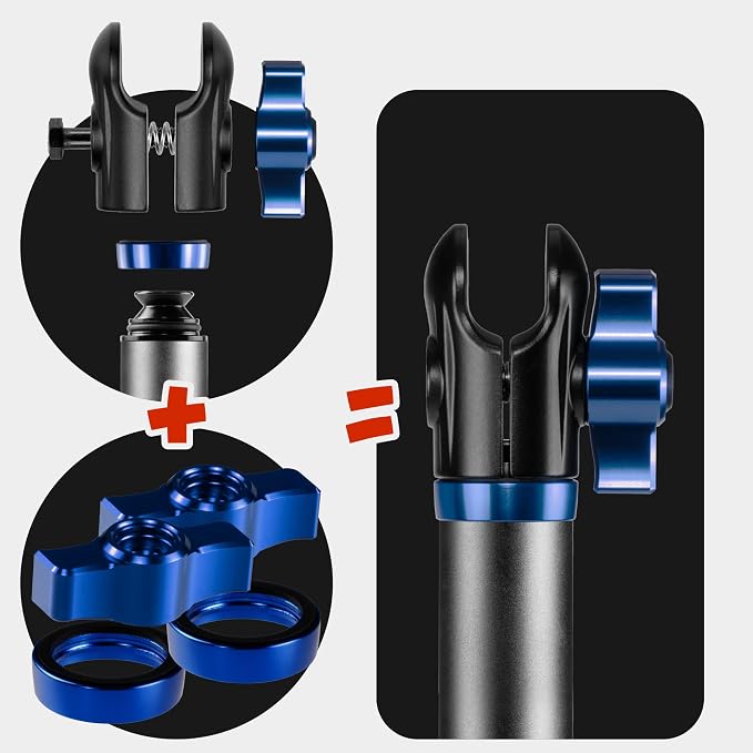 Tackform 10 Long 20mm Ball and Socket Arm DuraLock 20 Series Aluminum Tube Arm | Dual 20mm Sockets and Optional Anti-Theft Knobs | Black