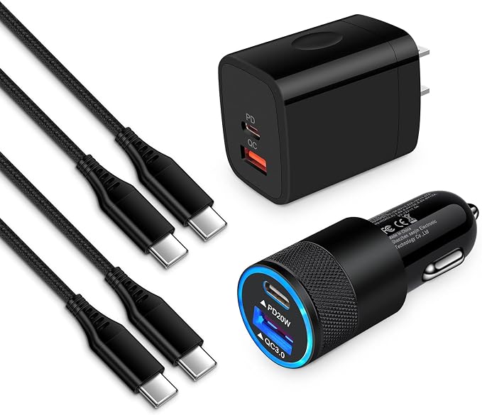 Samsung Android Phone Charger Fast Charging for Galaxy A17 A16 S25 Ultra S24 A15 A13 A14 5G A53 S22 FE S21 A25 A23 20W Power Wall Charger Plug38W USB C Cigarette Lighter Adapter3+6FT Type C Cable