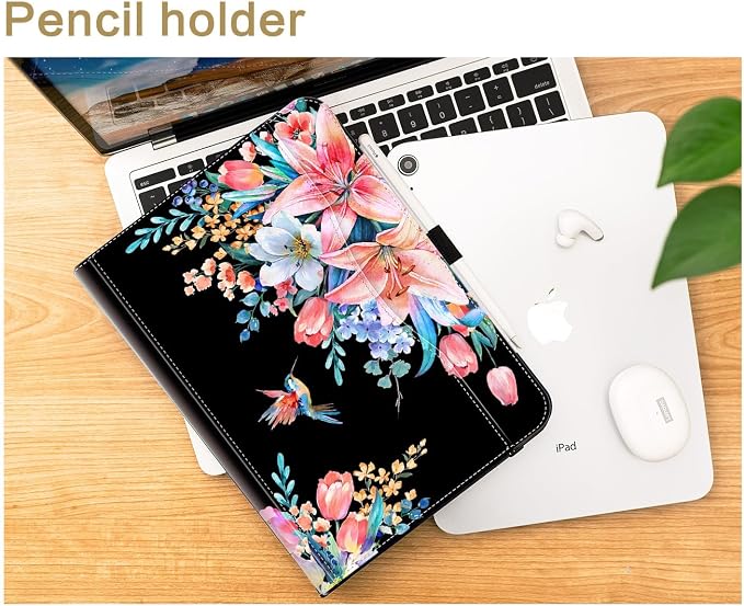 Vimorco for iPad 9th/8th/7th Generation Case 10.2-inch Pencil Holder/Pocket | for iPad Air 3rd Generation Case 10.5-inch for iPad Pro 10.5 Inch Cases Hand Strap Adjustable Angle Beach Path Scenery