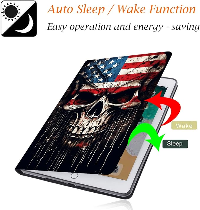Case for Samsung Galaxy Tab A9 Plus 11 2023 Multi-Viewing Angles with Automatic Sleep/Wake Function for Samsung Galaxy A9+Tablet (SM-X210/X216/X218) American Flag Wolf