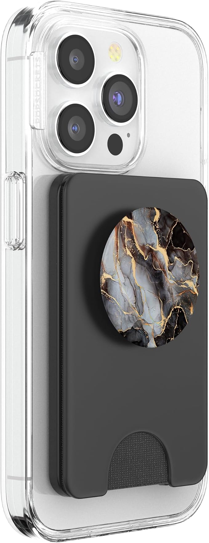 Black and White Faux Marble with Gold Accent Color PopSockets Adhesive PopGrip