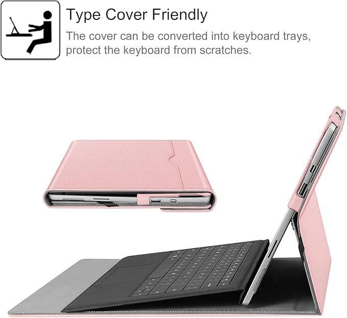 Fintie Case for 12.3 Inch Microsoft Surface Pro 7 Plus Surface Pro 7/6/5/4/3 - Portfolio Business Cover with Pocket Compatible with Type Cover Keyboard Black