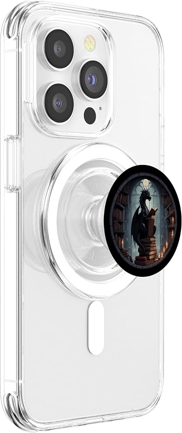 Librarian Dragon Gothic Goth Book Reading Lover PopSockets Adhesive PopGrip