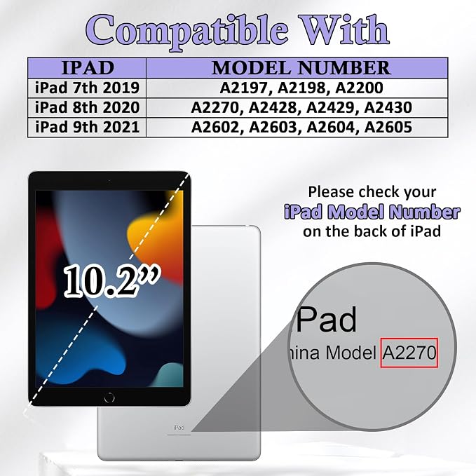 Case for iPad 9th/8th/7th Generation 2021/2020/2019 10.2 inch with Pencil Holder/Multi-Angle Stand Folio Auto Wake/Sleep Cover for iPad 9 8 7 Gen 10.2 (Notebook Black)