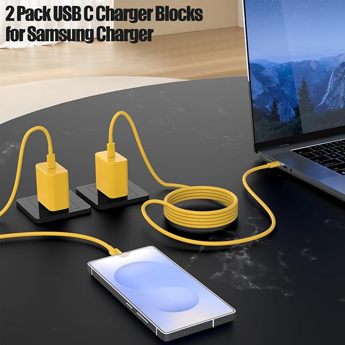 2Pack 65W USB C Charger Block Super Fast Charging Type C Wall Adapter with 3 Port 100W PD Quick Charging for Samsung Galaxy S26/S25 Ultra iPhone 17/16/15 Pro Max iPad Pro/Air &amp MacBook Pro/Air