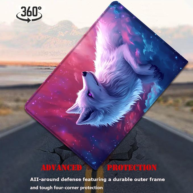 Case for Samsung Galaxy Tab A9 Plus 11 2023 Multi-Viewing Angles with Automatic Sleep/Wake Function for Samsung Galaxy A9+Tablet (SM-X210/X216/X218) American Flag Wolf